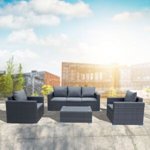 4-Piece Rattan Outdoor Seating Set 4-Piece Rattan Outdoor Seating Set